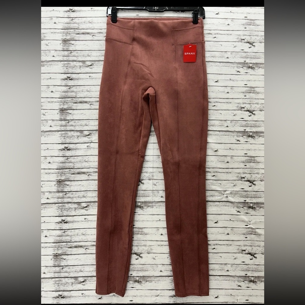 SPANX Faux Suede Leggings Women’s Petite Small Rich Rose Skinny Shaping Pants